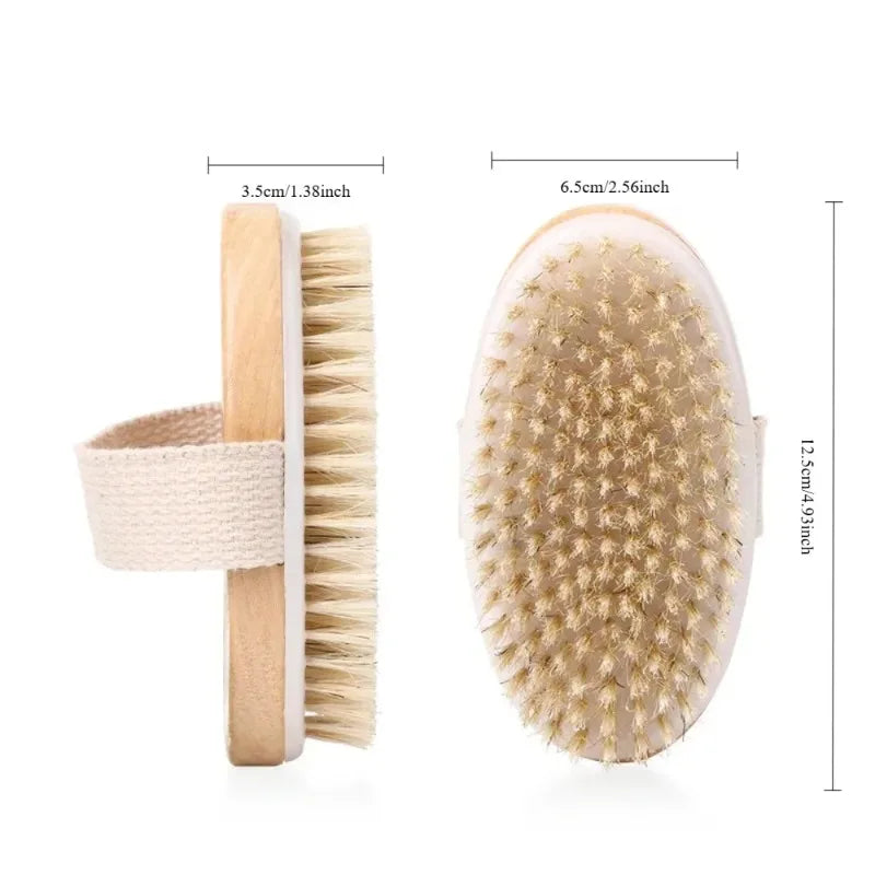 Natural Bristle Dry Brushing Body Brush – Dead Skin Remover & Anti-Cellulite Massage for Blood Circulation