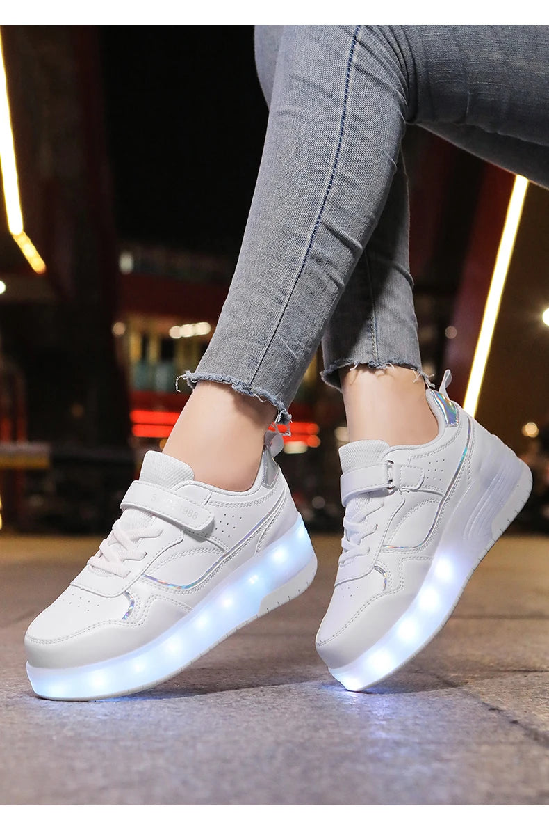Children's LED Light Roller Skates – Multi-Functional Detachable Wheel Shoes, Size 29-41 for Students
