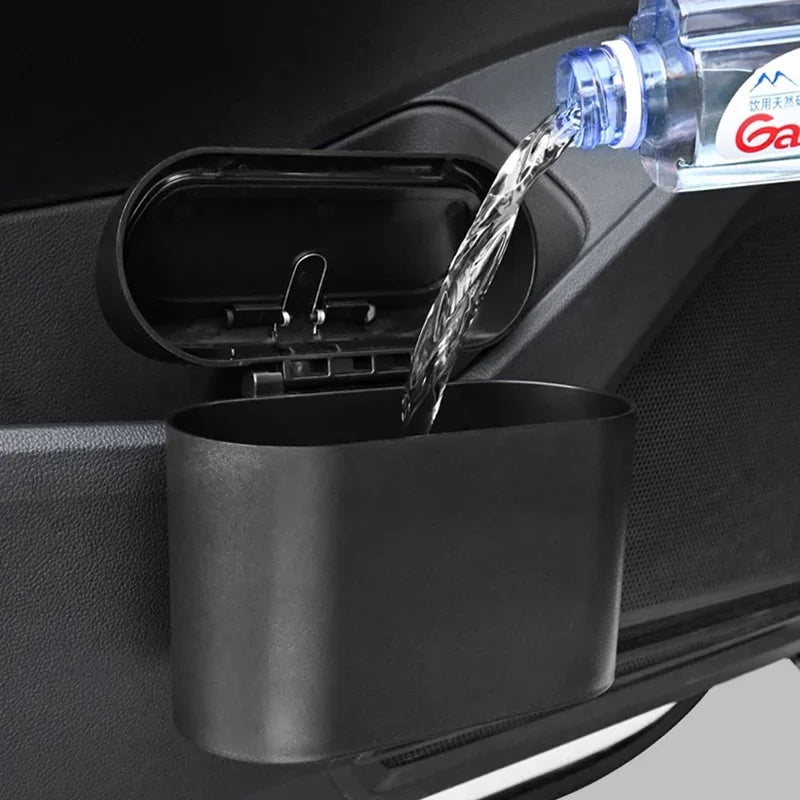Small Car Trash Can with Lid – Square ABS Waste Bin