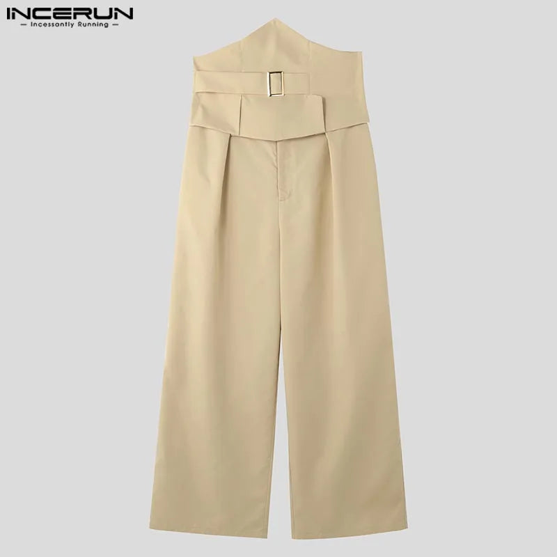 Men's Cropped Waistband Wide Leg Pants & Top Solid 2-Piece Set S–5XL – Handsome Casual Suit