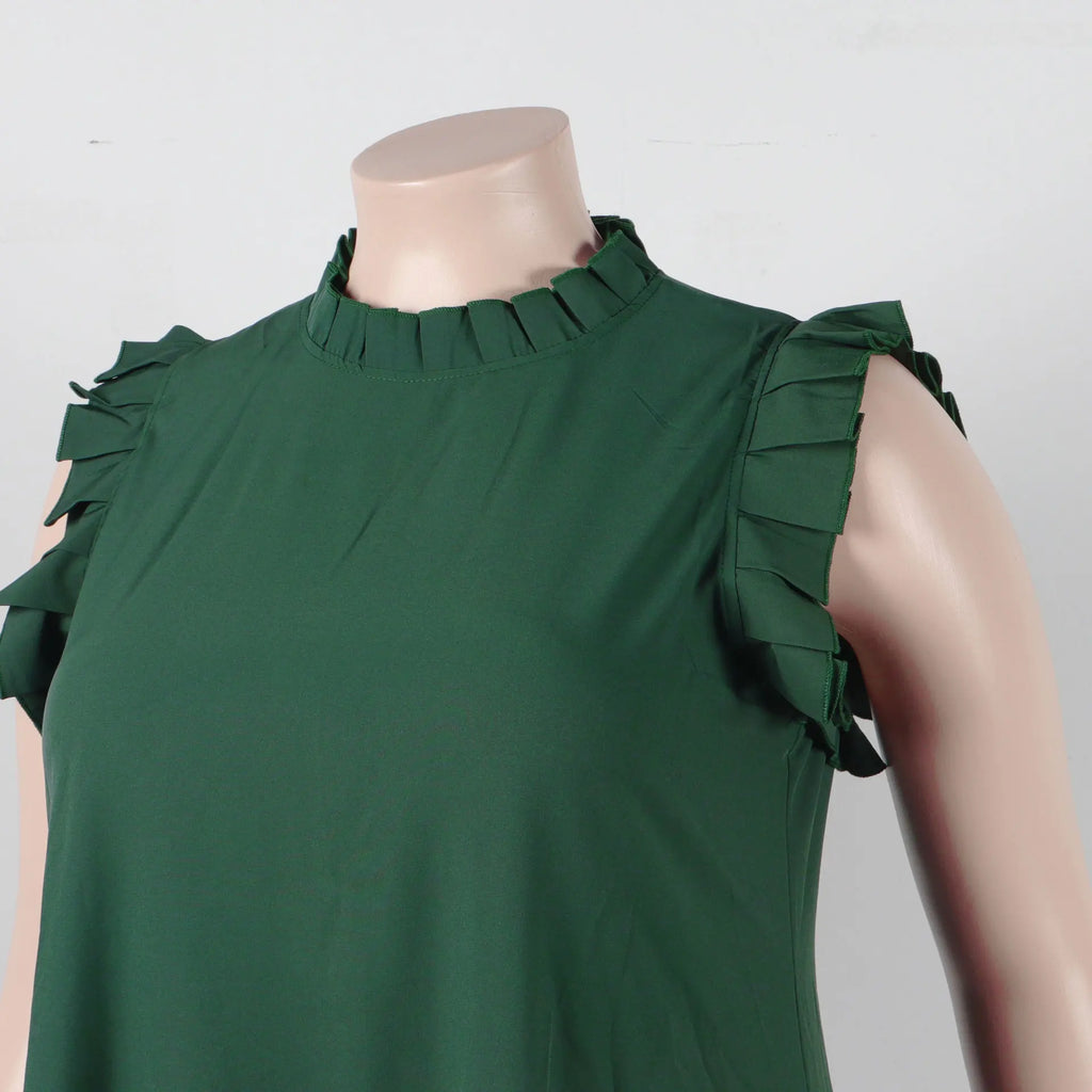 Sleeveless Ruffles A-Line Loose Elegant Maxi Dress — Casual Splice Sexy Long Dress