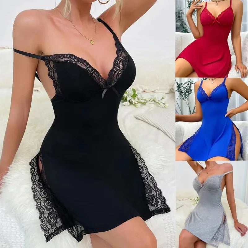 Women's Slit Dress Homewear Pajamas – European & American Style Loungewear