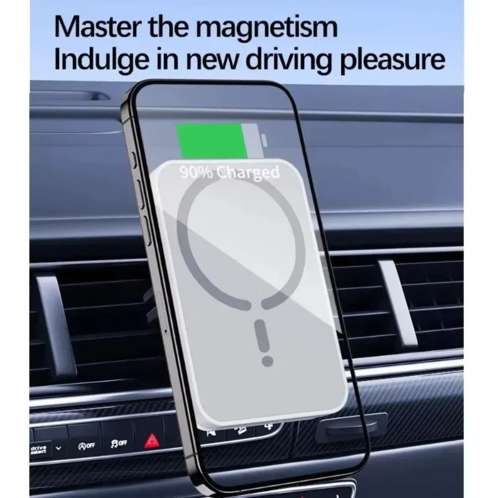 Magnetic Car Air Vent Phone Holder with 15W Wireless Charger – MagSafe Compatible for iPhone 12–17