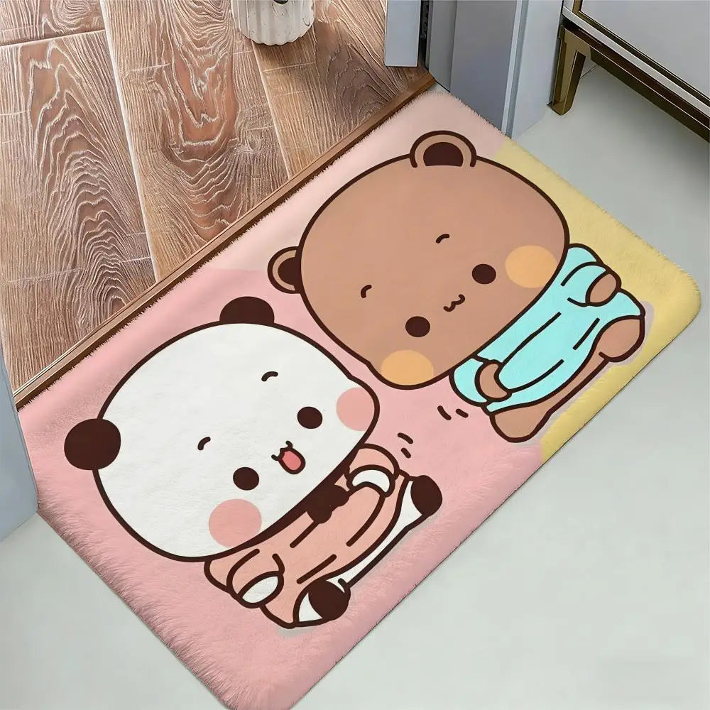 Bubu & Dudu Cute Flannel Floor Mat – Soft Non-Slip Rug for Living Room, Bedroom & Kitchen