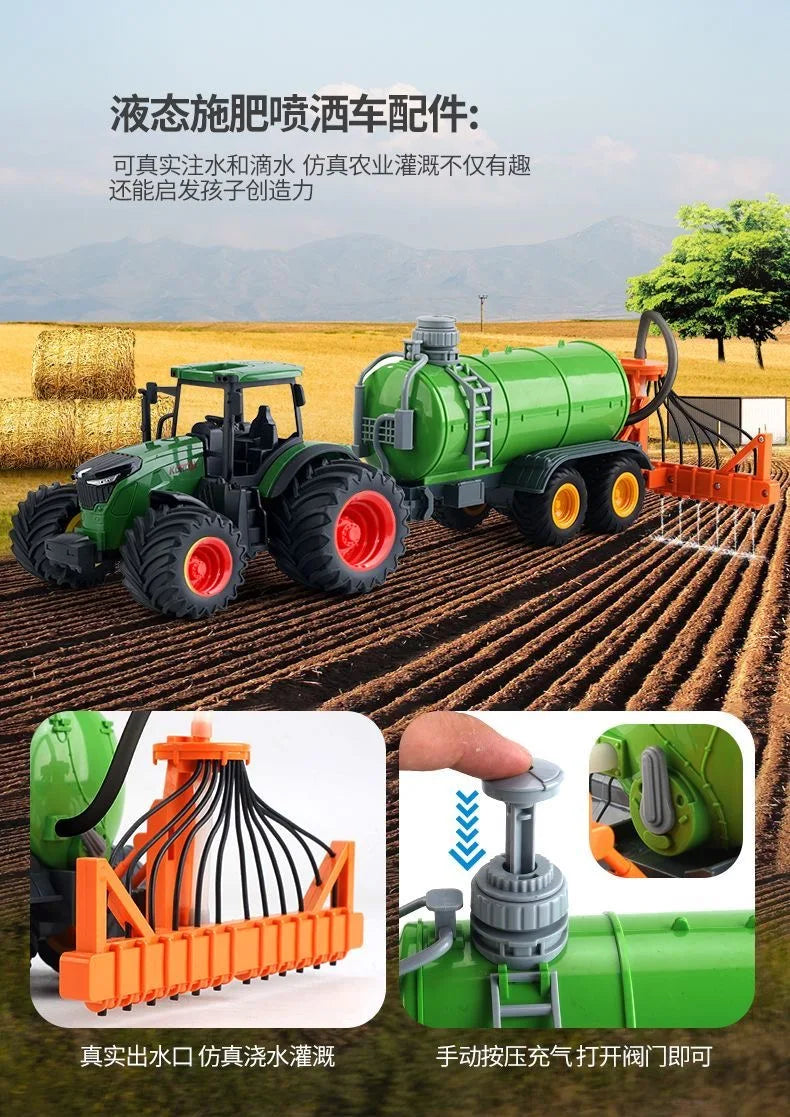 Farm Tractor Toy with Trailer & Accessories – Simulation Farmer Vehicle Set for Kids