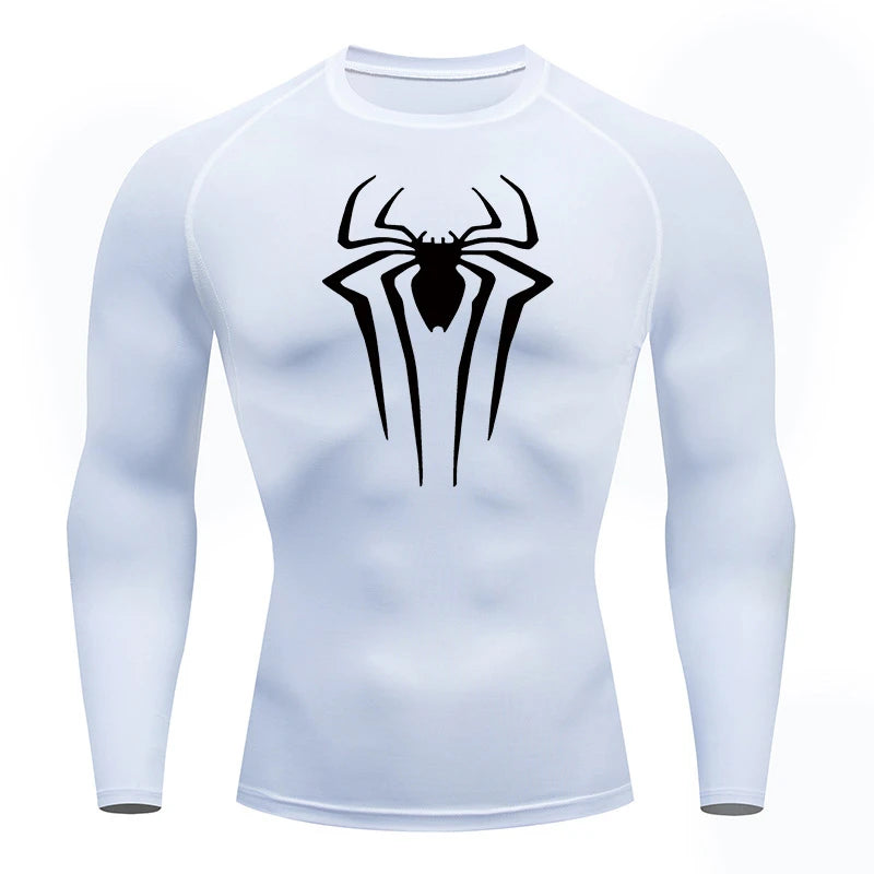 Men's Spider Print Compression Long Sleeve Shirt — Graphic Performance Base Layer