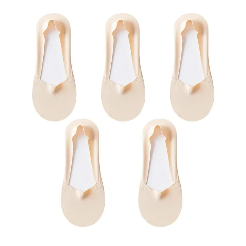 Women's Cotton No-Show Socks – Silicone Grip, 5 Pairs