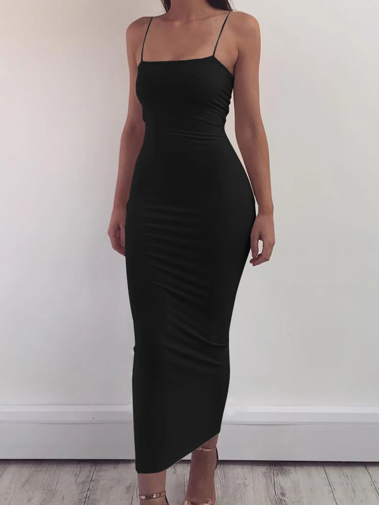 Backless Sling Maxi Dress — High Elastic Sleeveless Club Suspender Dress