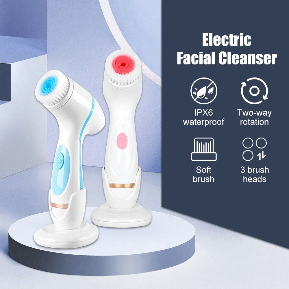 3-in-1 Electric Sonic Facial Cleansing Brush