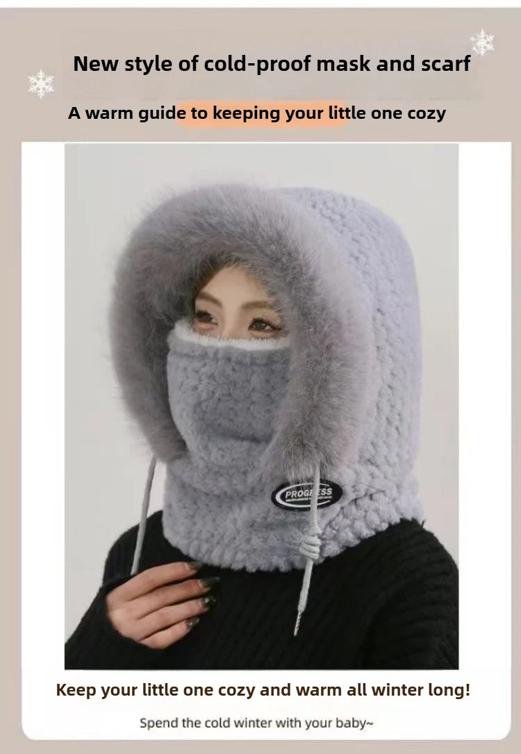 Women's Plush Winter Hood with Face and Neck Cover