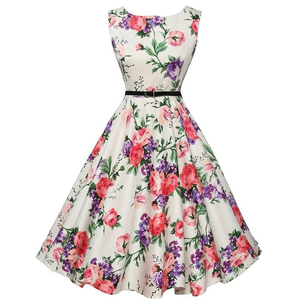 Floral Retro Swing Vintage Rockabilly Dress – Summer Casual Women's Vestido