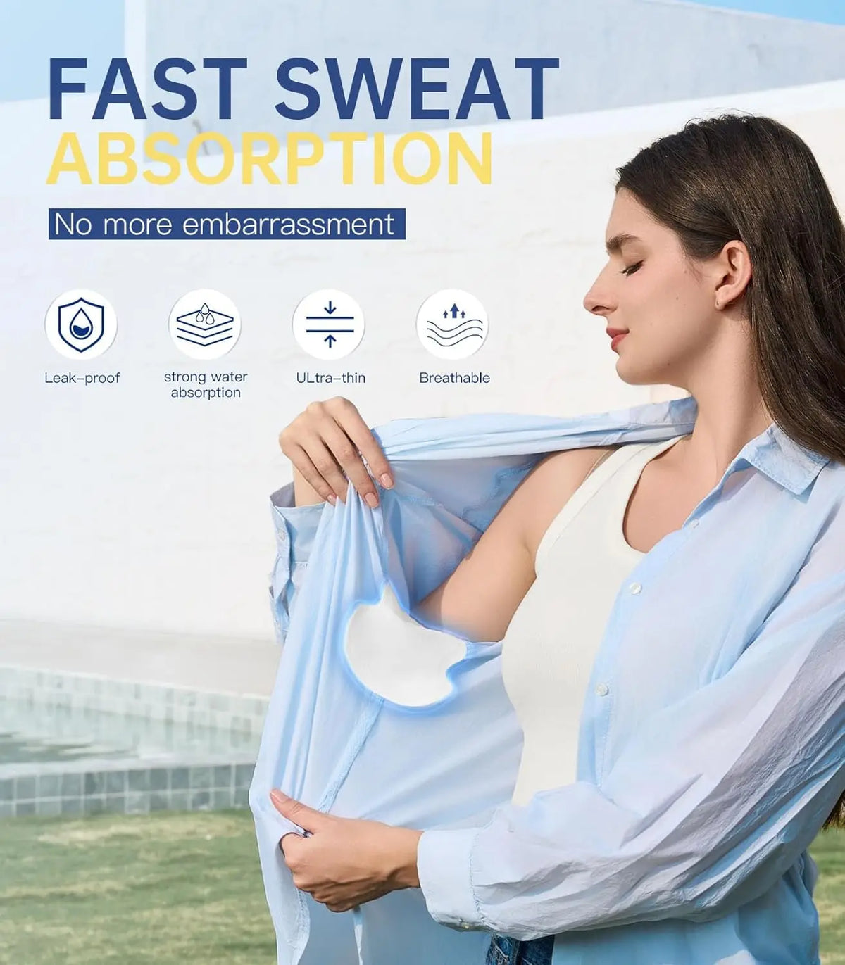 Underarm Sweat Pads for Women & Men – Disposable Hyperhidrosis Protection