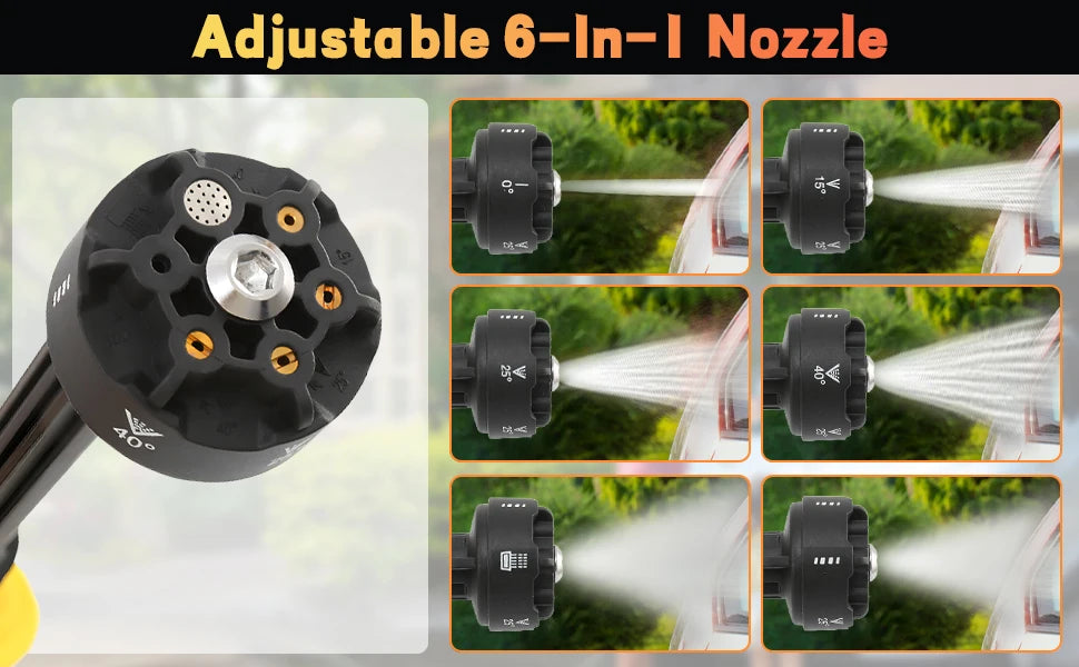 Brushless Cordless Pressure Washer – 6-in-1 Nozzle, DeWalt 20V Battery Compatible