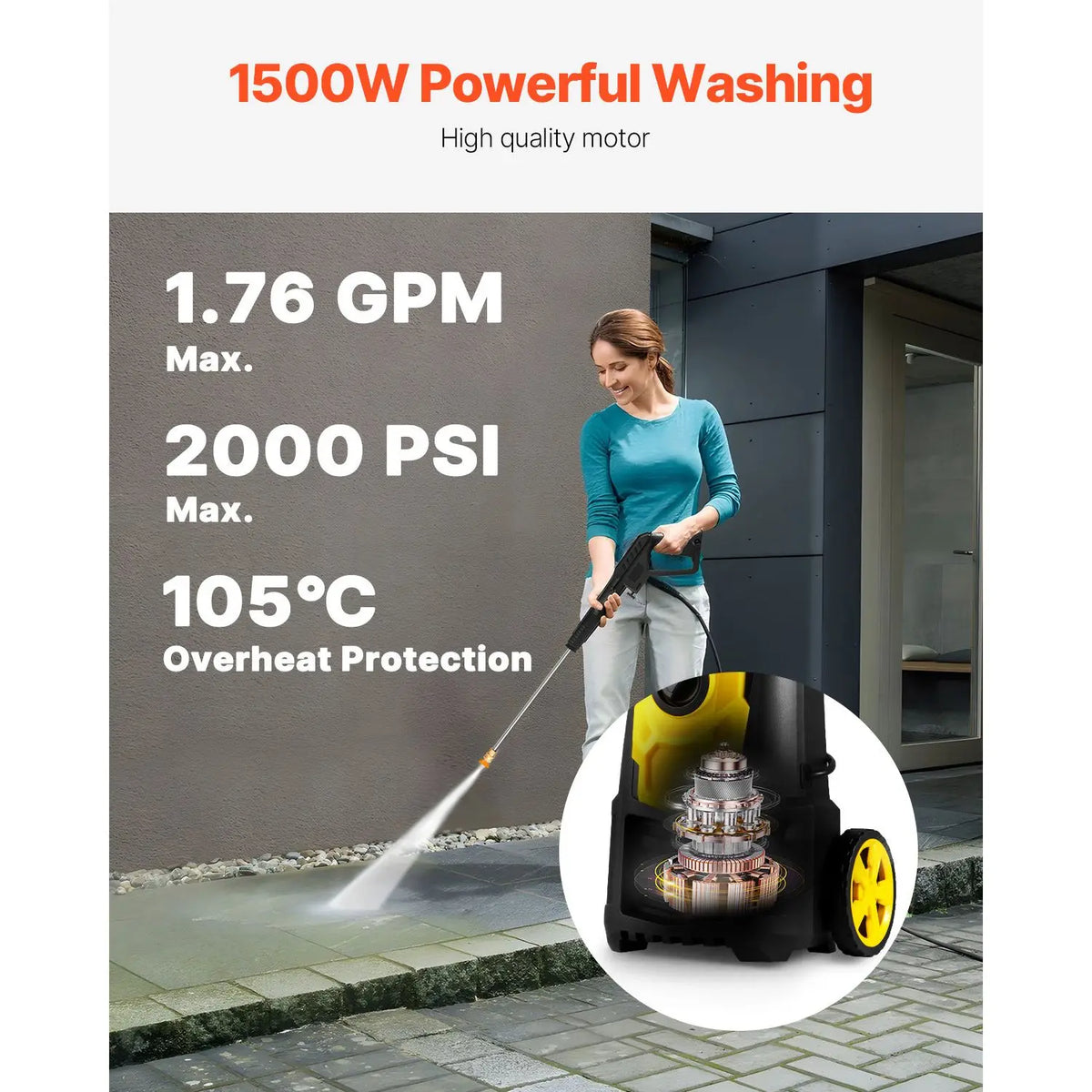 Electric Pressure Washer – 30-Foot Hose & Five Nozzles