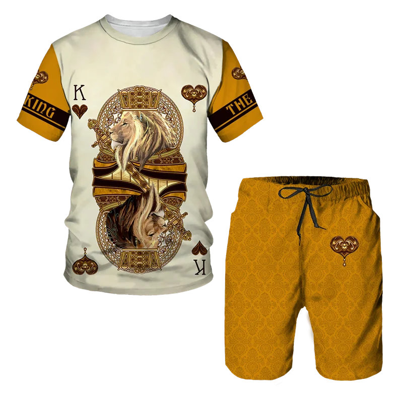 Men's 3D Tiger Print Short Sleeve T-Shirt & Shorts Set – Casual Sportswear