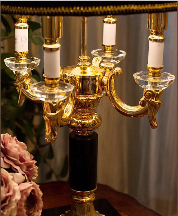 Crystal Table Lamp – Black or Beige Fabric Shade