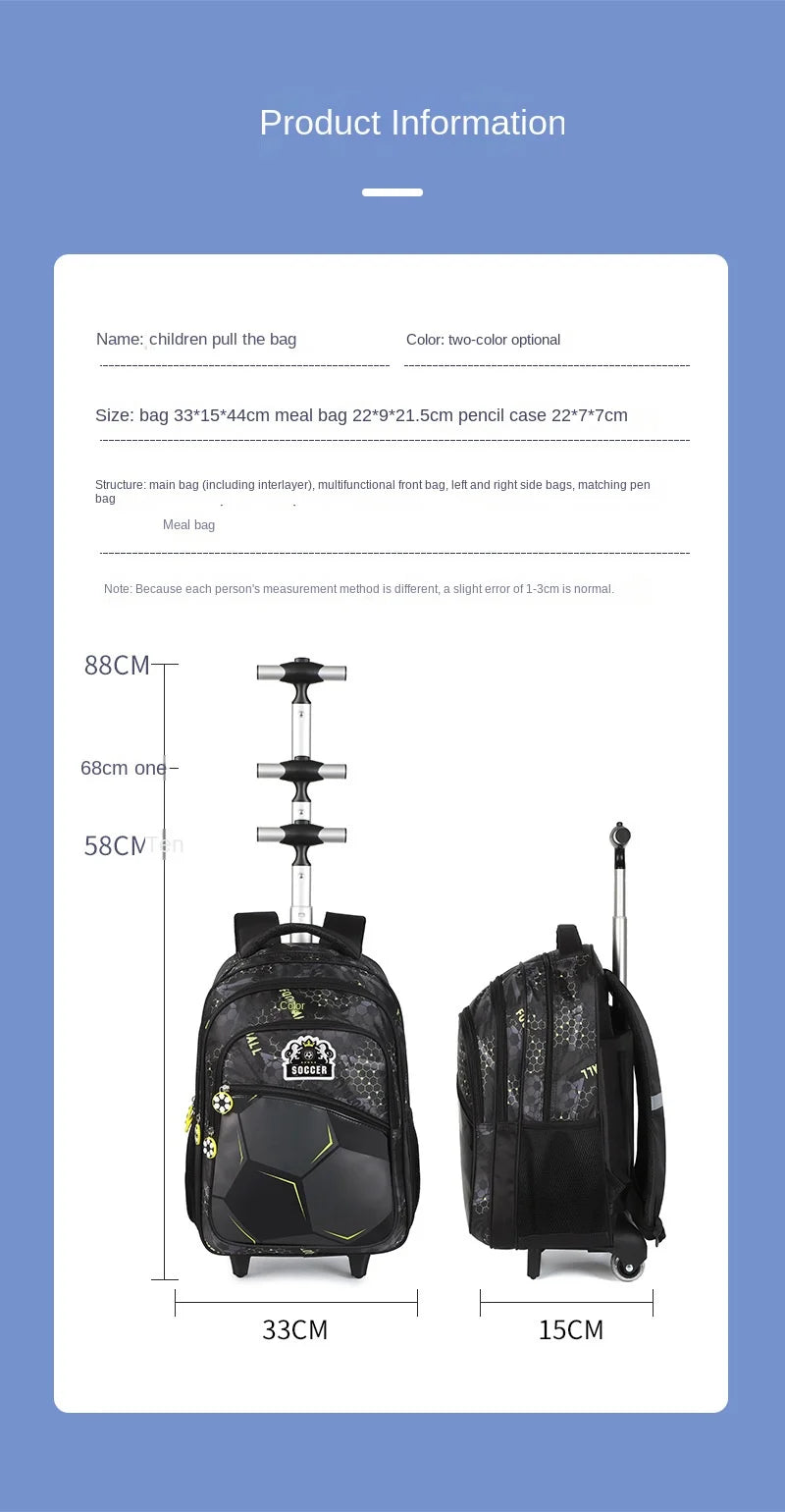Rolling School Backpack – Boys Wheeled Book Bag