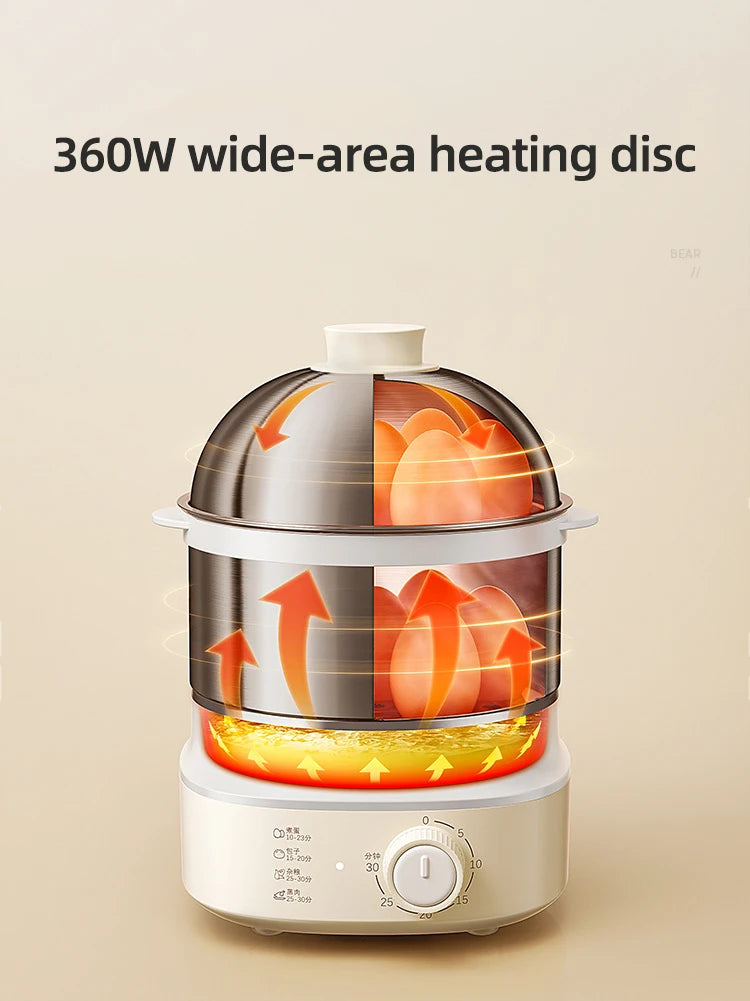 360W Electric Egg Cooker with Timer — Multicooker Steamer