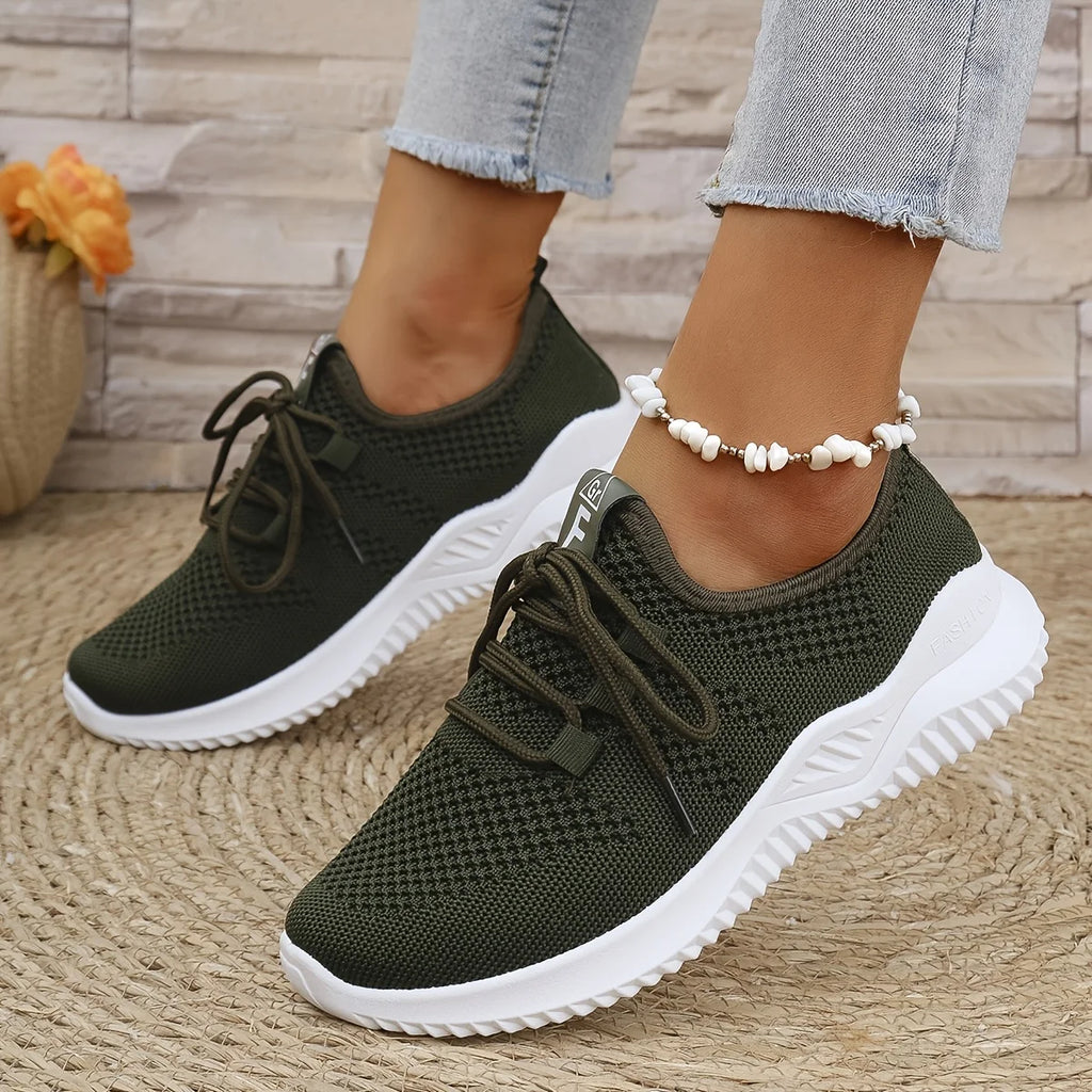 Women's Knit Leisure Sports Shoes – Soft Sole Running & Tennis Sneakers