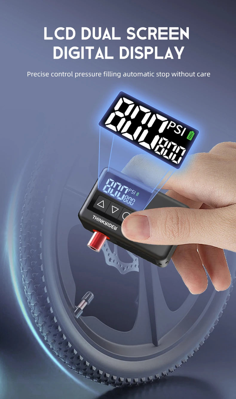 ThinkRider Pocket Bike Tire Pump with Digital Display