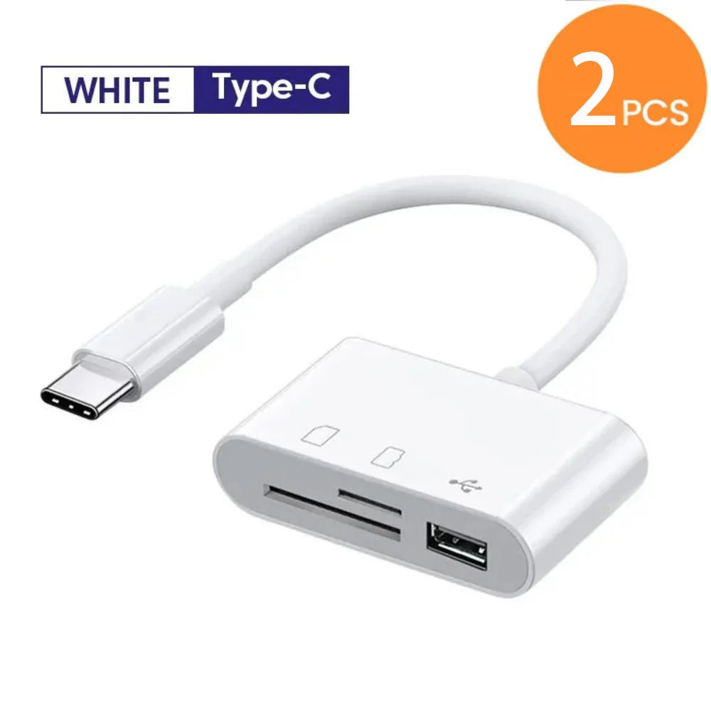 3-in-1 Lightning & USB-C SD/TF Card Reader Adapter – Camera Adapter for iPhone, iPad & USB Flash Drives