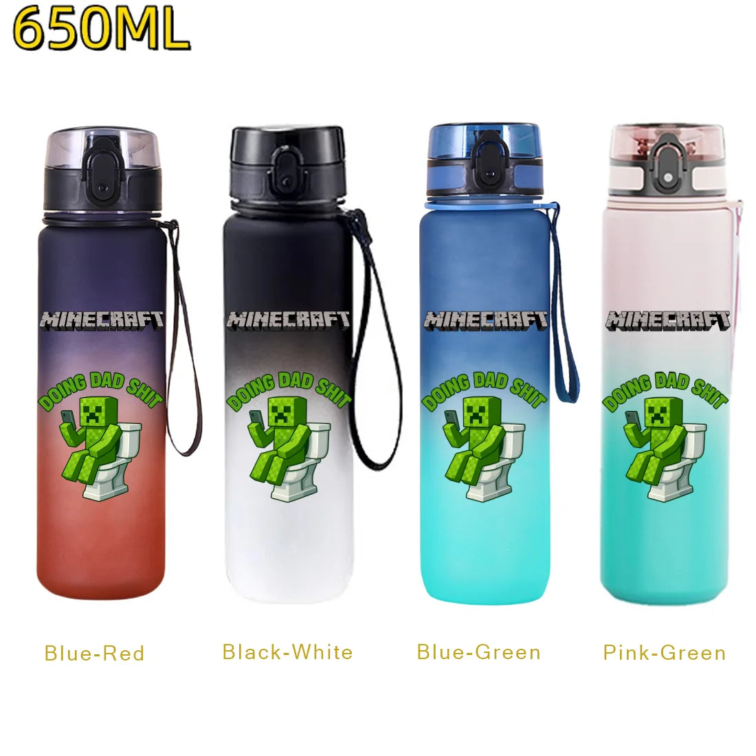 650ml Gradient Color PC Sports Water Bottle with Handle – Leakproof Shaker Bottle for Fitness, Travel & Office