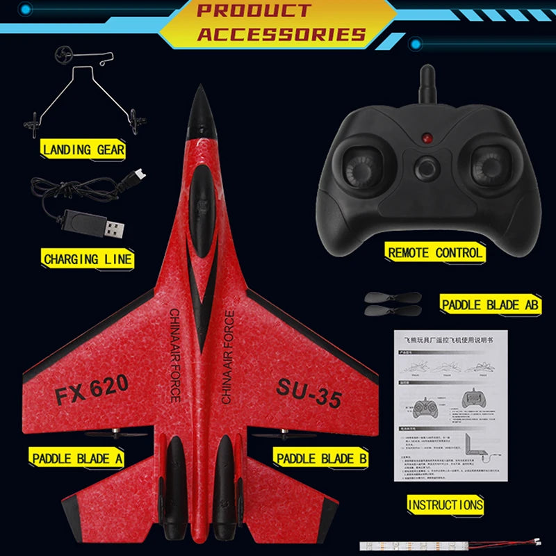 SU35 2.4G RC Foam Fighter Glider Airplane – Remote Control EPP Fixed Wing Plane