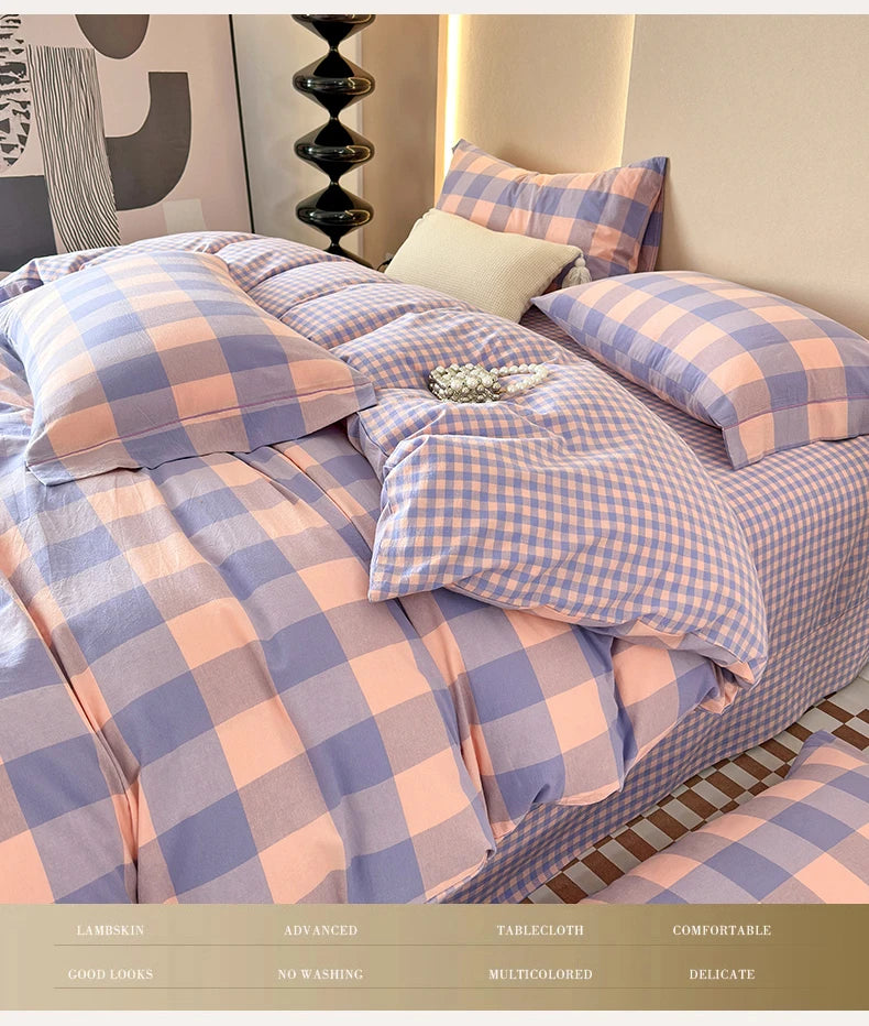 100% Cotton Plaid Duvet Cover – 160x210 to 220x240, Quilt Cover (Pillowcase Sold Separately)