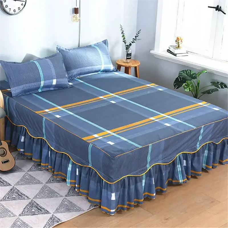 Cotton Quilted Bed Skirt – Double-Thickened Non-Slip Breathable Mattress Cover