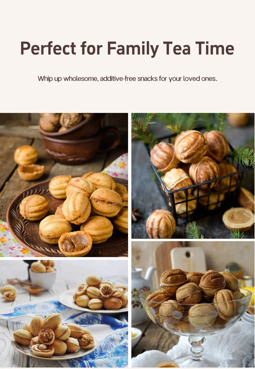 Electric Walnut Cake Waffle Maker — 12-Hole Nut-Shaped Biscuit & Snack Baking Machine