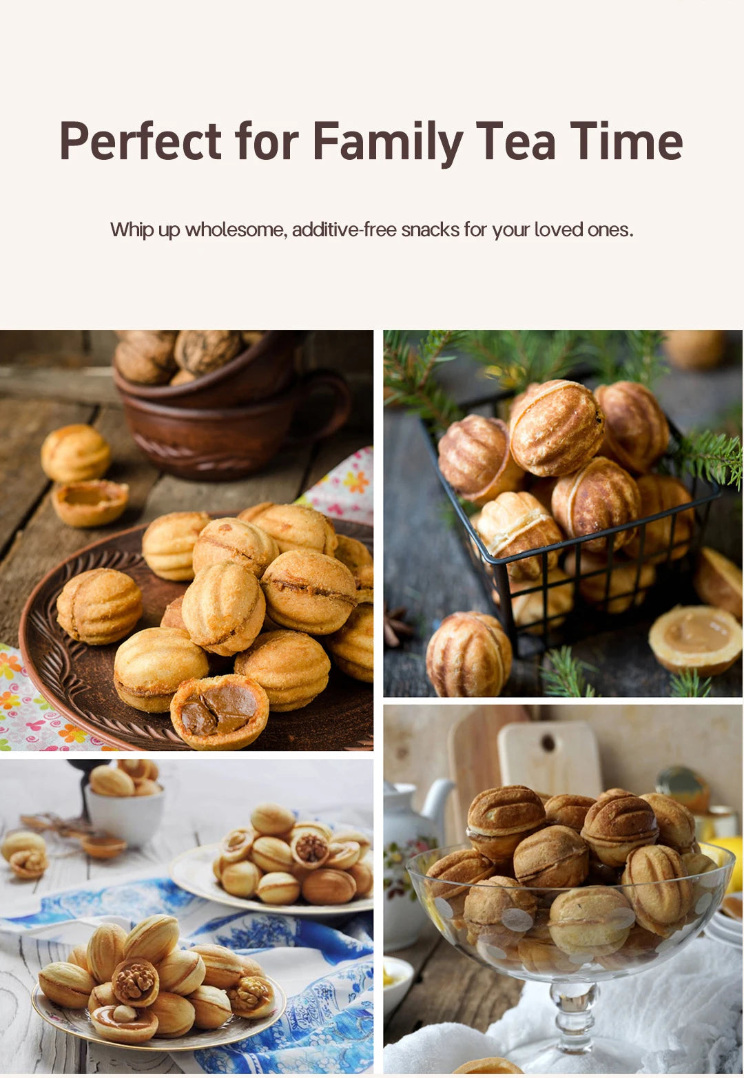 Electric Walnut Cake Waffle Maker — 12-Hole Nut-Shaped Biscuit & Snack Baking Machine