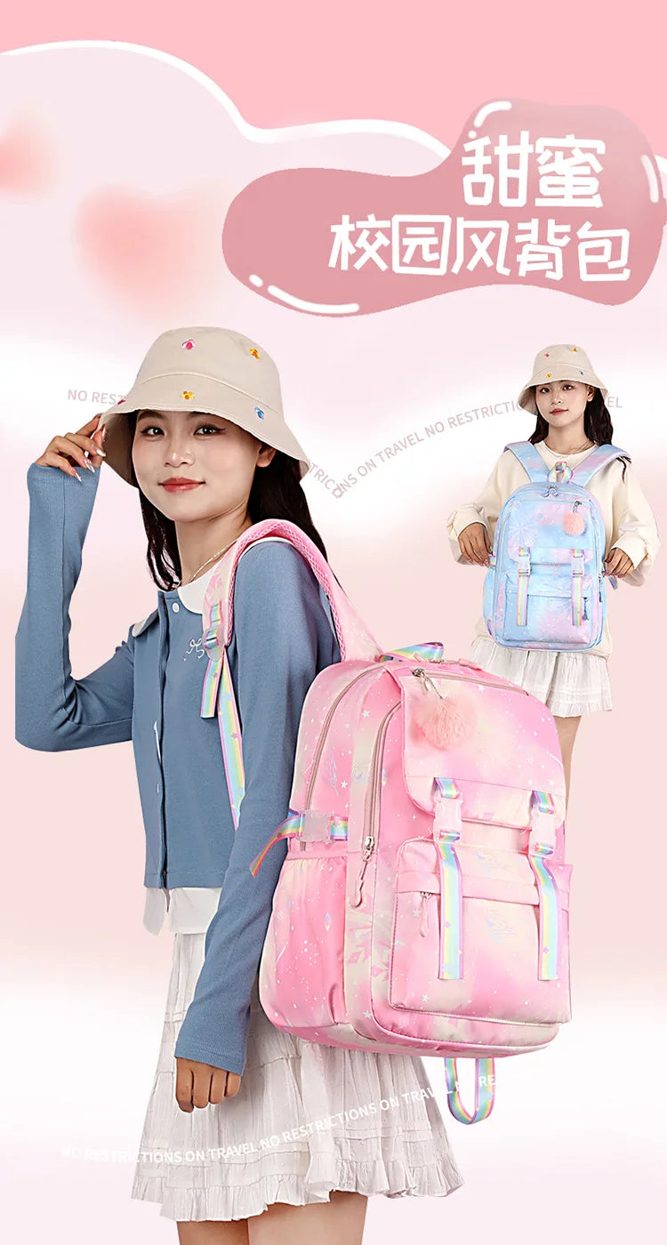 Custom Print Nylon Backpack – Laptop School & Travel Bag for Women