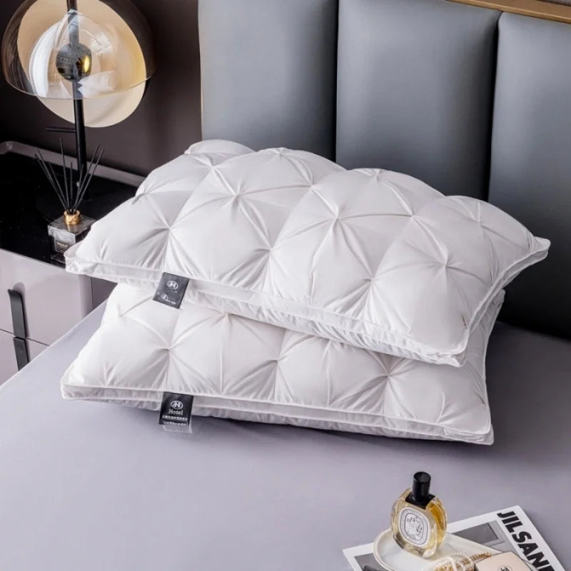 Hotel-Grade Pure Cotton Sleeping Pillow – 3D Bread Shape, Polyester Fill, 48x74cm