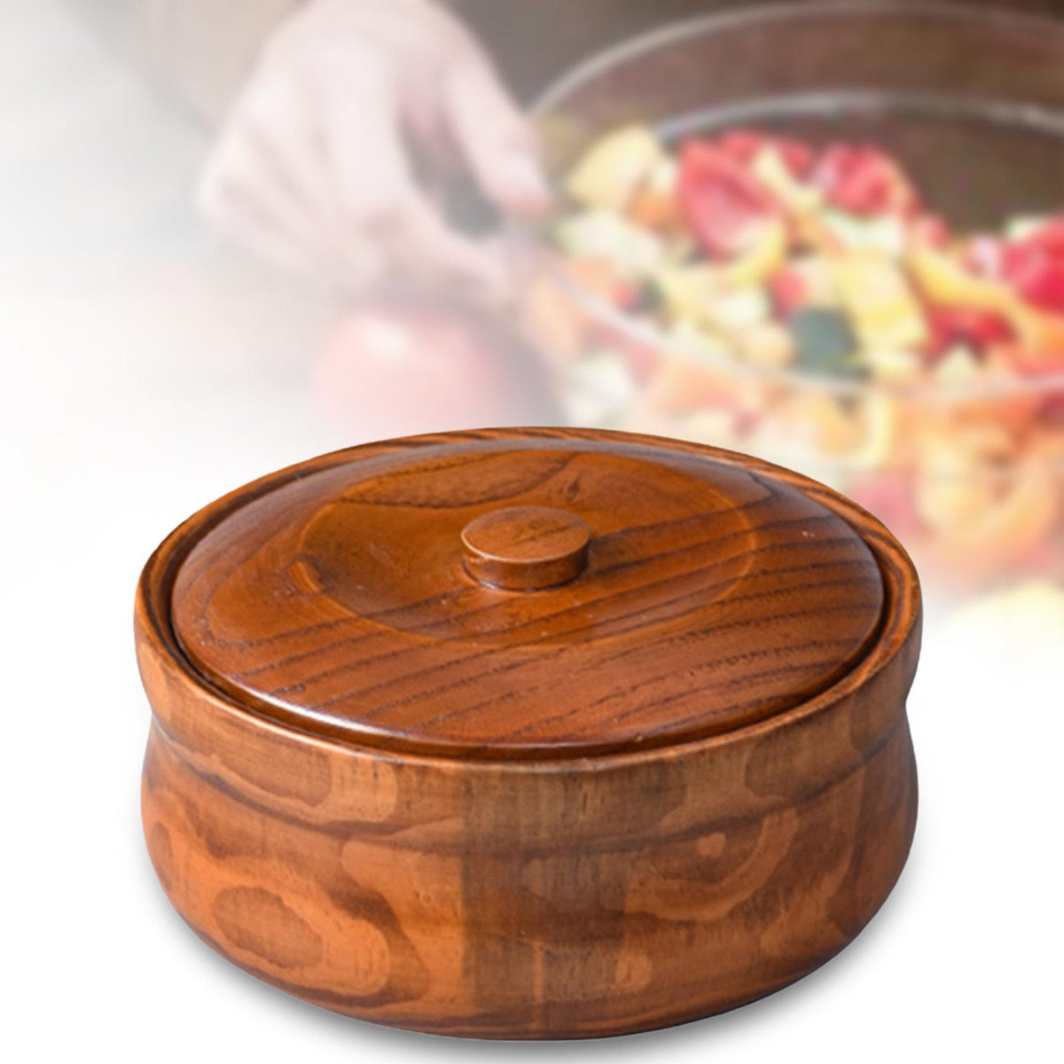 Wooden Serving Bowl with Lid