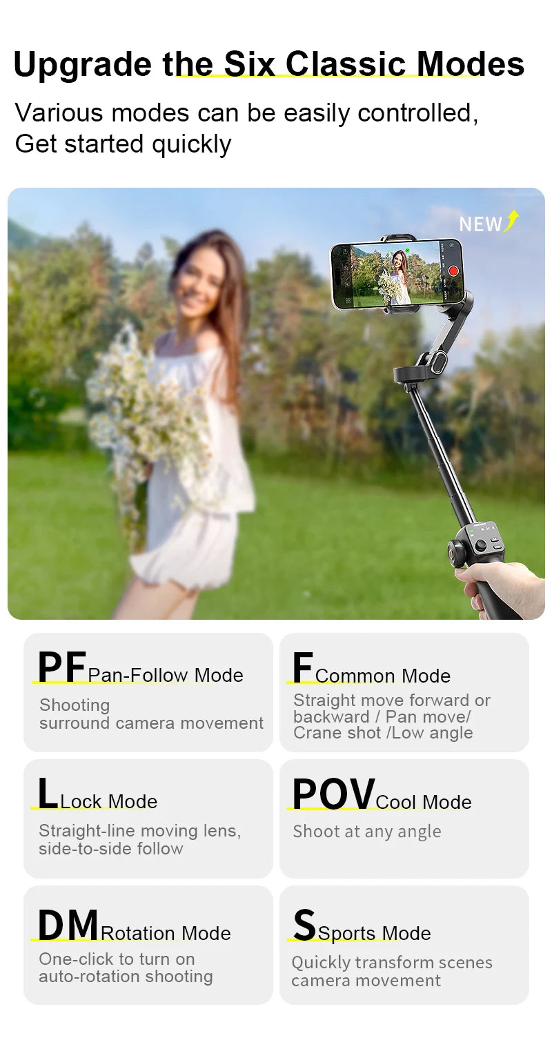 AOCHUAN 3-Axis Handheld Gimbal Phone Stabilizer — Smooth Video for iPhone & Android