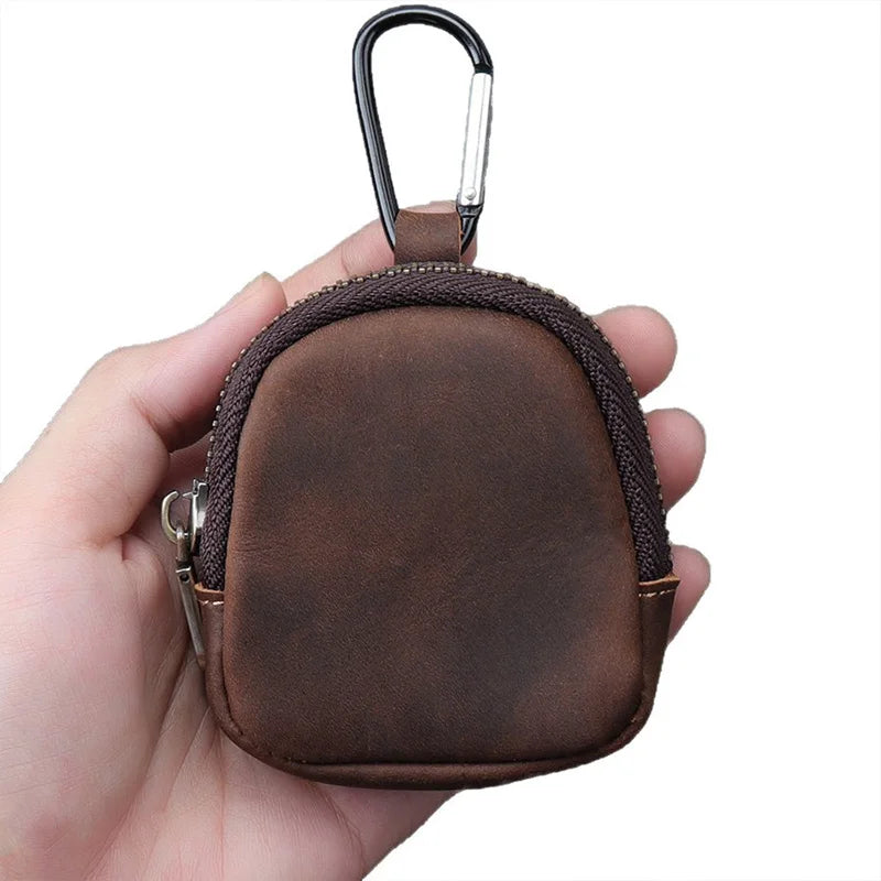 PU Leather Carabiner Coin Purse Keychain – Retro Mini Wallet in Multiple Colors