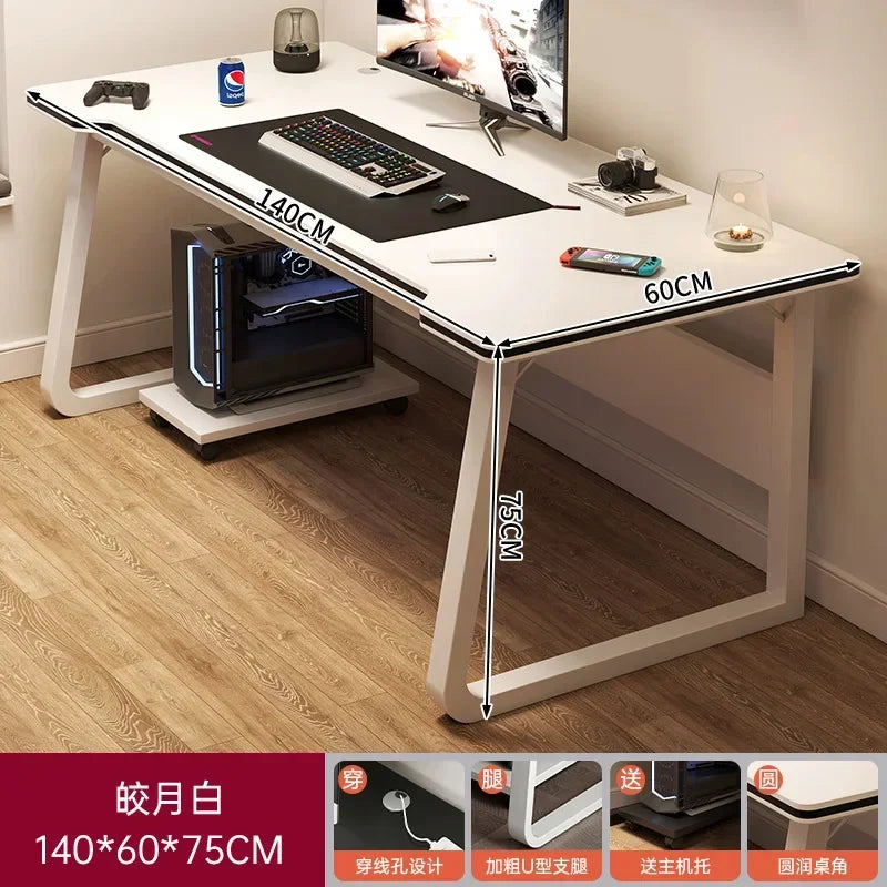 Ergonomic Gaming & Computer Desk — Oak Wood Workstation with Cabinet Storage