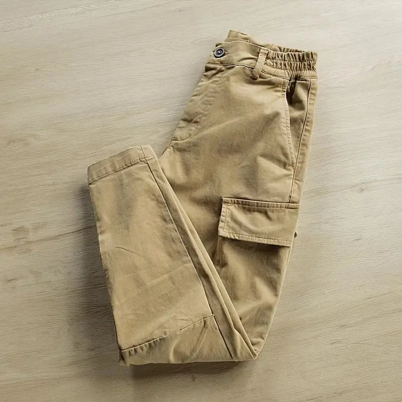 Men's Multi-Pocket Cargo Work Pants – Loose Fit Cotton Utility Trousers