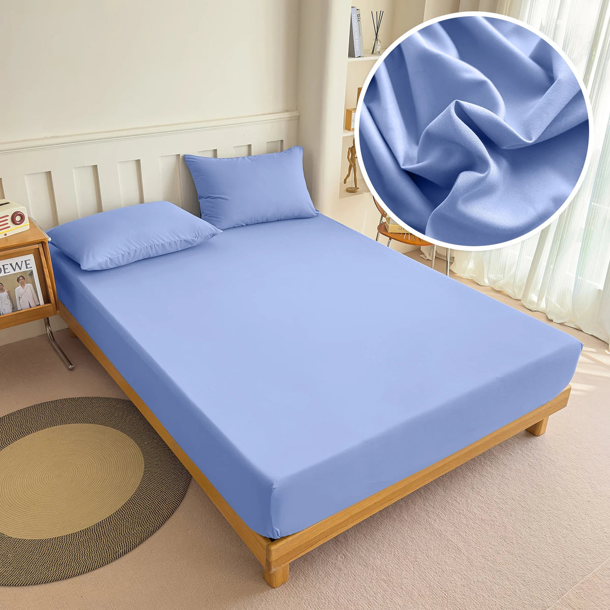 Solid Color Elastic Fitted Bed Sheet – 100% Polyester Mattress Cover, 90–180x200cm