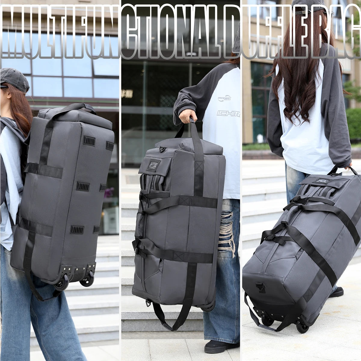 Large-Capacity Wheeled Travel Duffel Bag – Unisex Outdoor Luggage