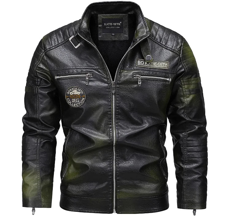 Men's Faux Leather Jacket – Slim Fit Casual Layer
