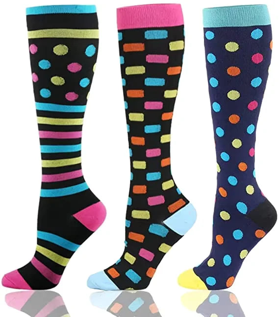 Knee High Compression Socks 20-30mmHg – 3 Pairs for Diabetes, Varicose Veins, Edema, Nurse & Running