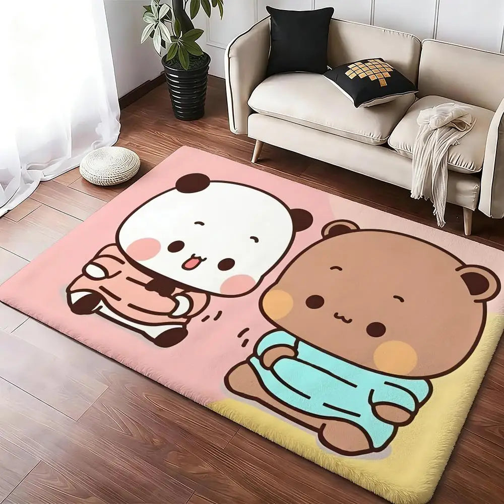 Bubu & Dudu Cute Flannel Floor Mat – Soft Non-Slip Rug for Living Room, Bedroom & Kitchen