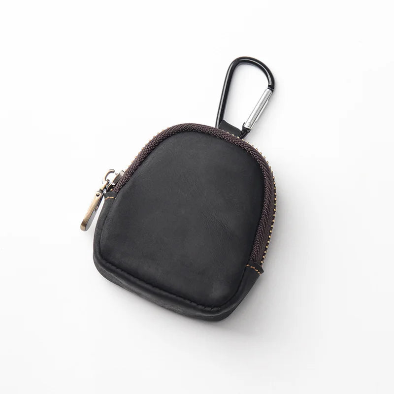 PU Leather Carabiner Coin Purse Keychain – Retro Mini Wallet in Multiple Colors