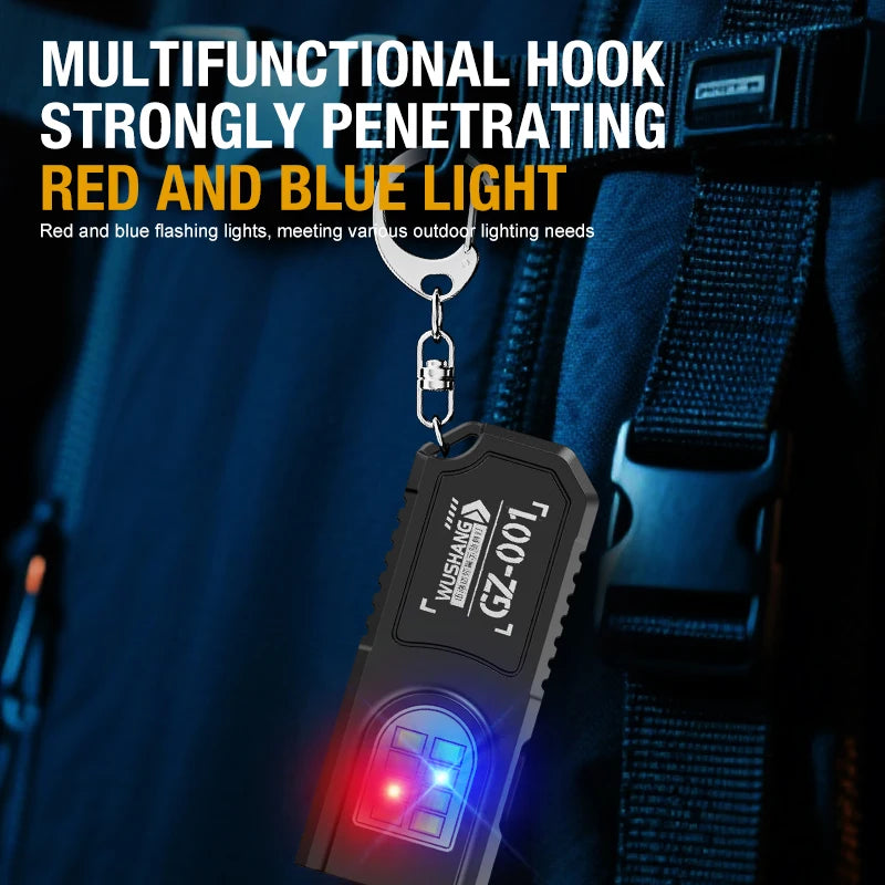 Keychain COB LED Flashlight – USB Rechargeable Mini Torch with Pen Clip & Magnetic Base