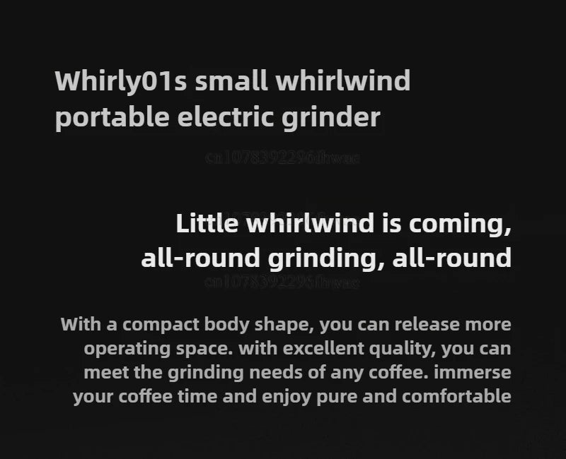 TIMEMORE Whirly 01s USB Portable Electric Coffee Grinder – Automatic Hand-Brewed Bean Grinder for Home & Travel