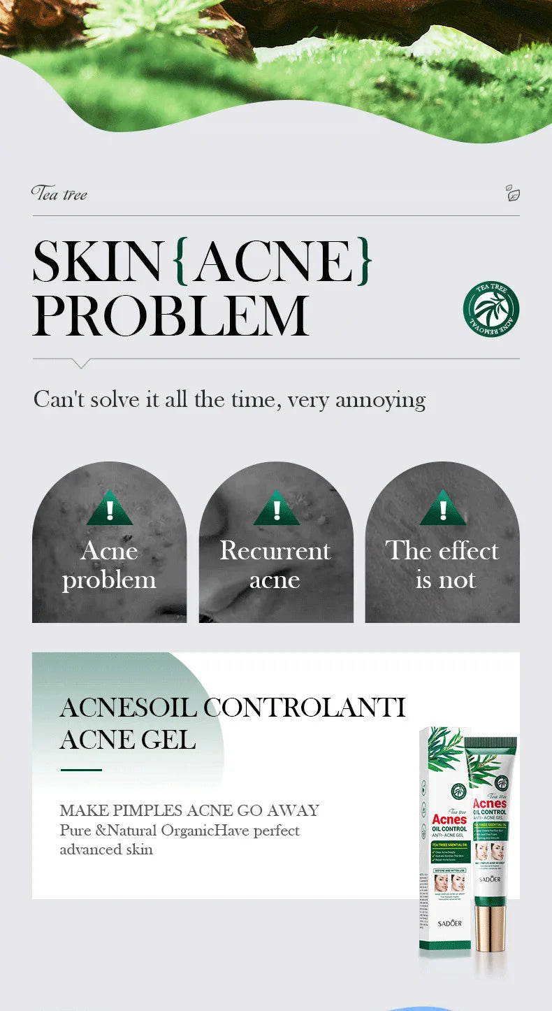 SADOER Tea Tree Acne Clearing Facial Gel Cream