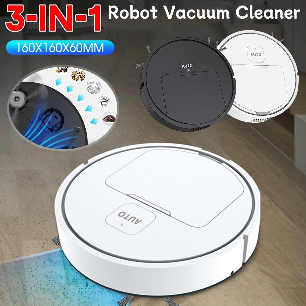 3-in-1 Smart Robot Vacuum Cleaner – Auto Sweep, Mop & Suction USB Rechargeable