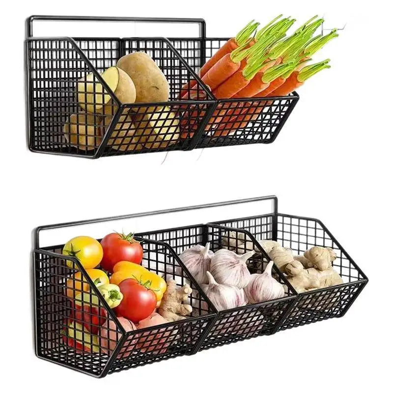Wall-Mounted Kitchen Storage Rack — Vegetables, Fruits, Spice & Condiment Organizer Shelf