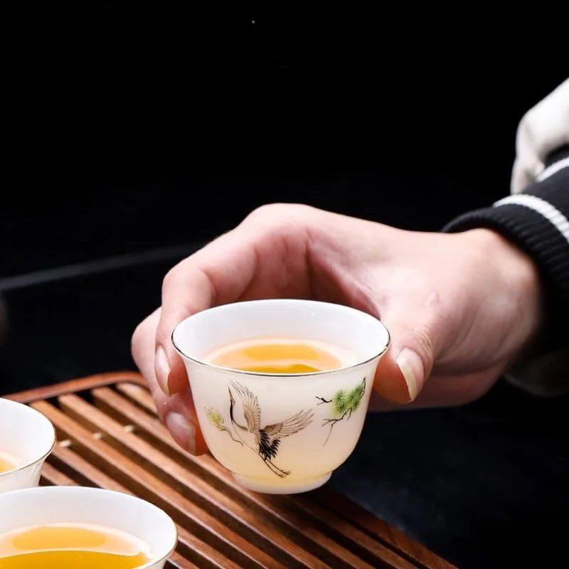 Porcelain Teacup Set – Six 60ml Tea Tasting Cups